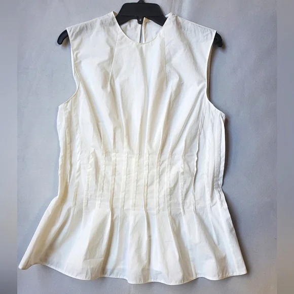 NWT$1,280 Khaite Westin Pintucked Seamed Cotton Poplin Top Sz 10 M - Picture 6 of 16